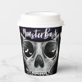 Monster Bash Fun Spooky Skeleton Halloween Party Paper Cups (Front)