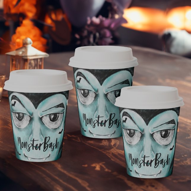 Monster Bash Fun Spooky Vampire Halloween Party Paper Cups