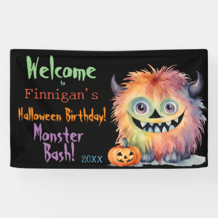 Monster Bash Halloween Birthday Banner