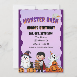 Monster Bash, Halloween birthday Invitation
