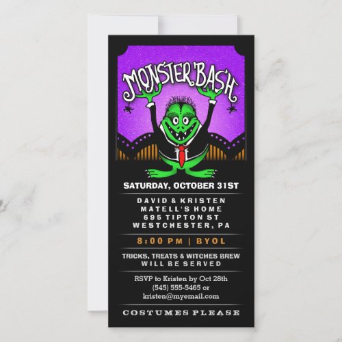 Monster Bash Halloween Fun Vertical Invitation