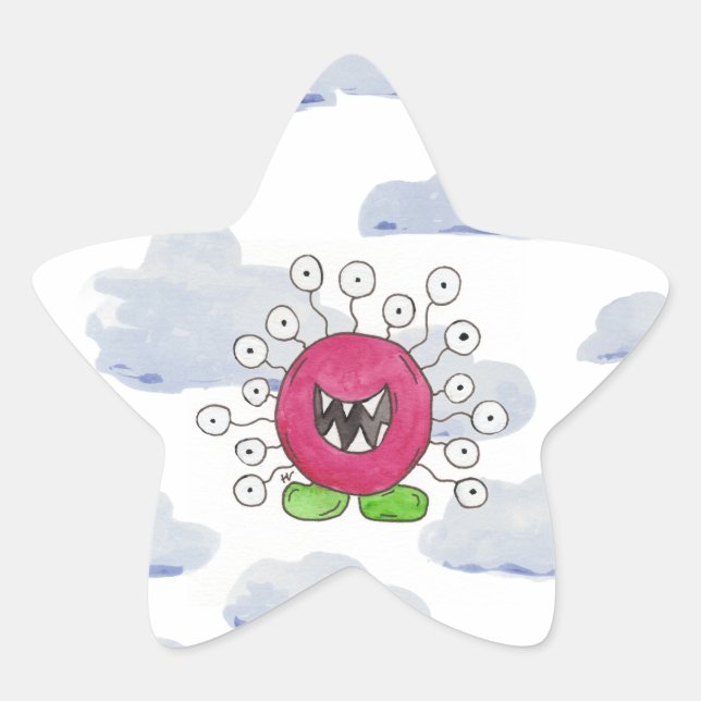 Monster Bash in the Clouds Birthday Favor Sticker (Front)