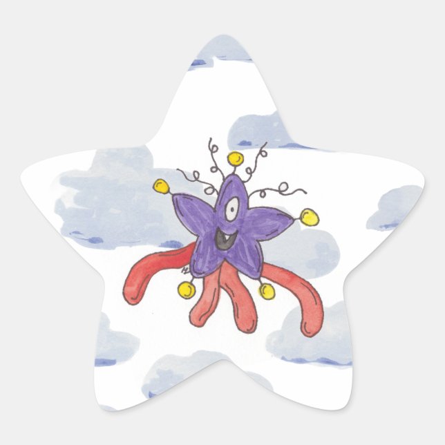 Monster Bash in the Clouds Birthday Favor Sticker (Front)