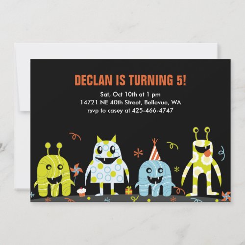 Monster Bash Kids Birthday Party Invitation