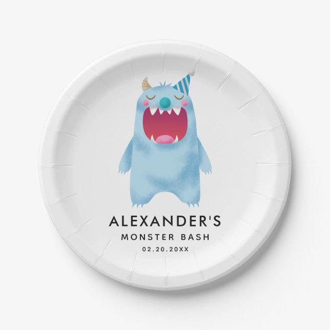 Monster Bash Kids Birthday Party Paper Plates (Front)