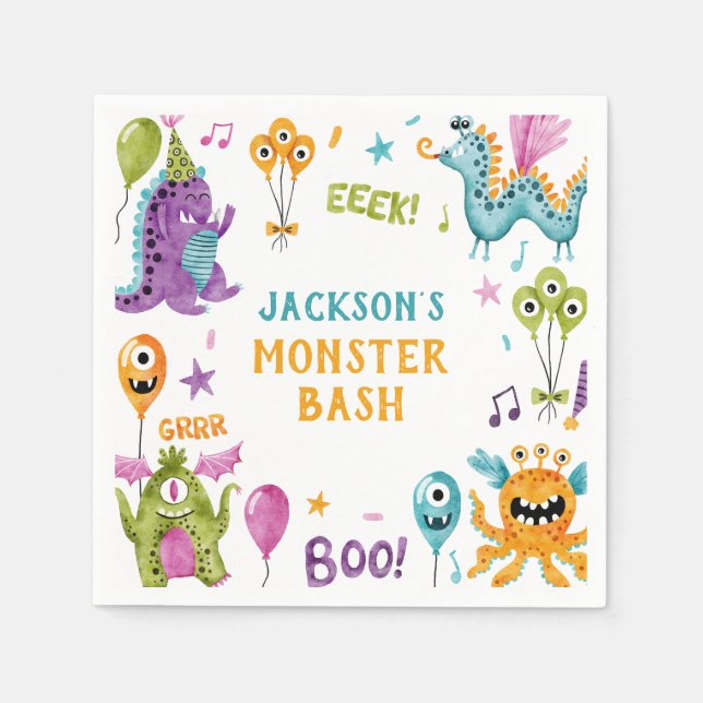 Monster Bash Little Monster Birthday Party Napkins (Front)