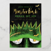 Monster Bash | Spooky Frankenstein Halloween Party Foil Invitation (Front)