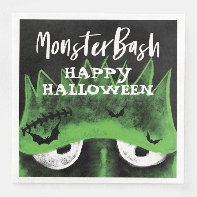 Monster Bash | Spooky Frankenstein Halloween Party Paper Dinner Napkins (Front)