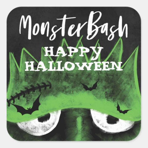 Monster Bash  Spooky Frankenstein Halloween Party Square Sticker