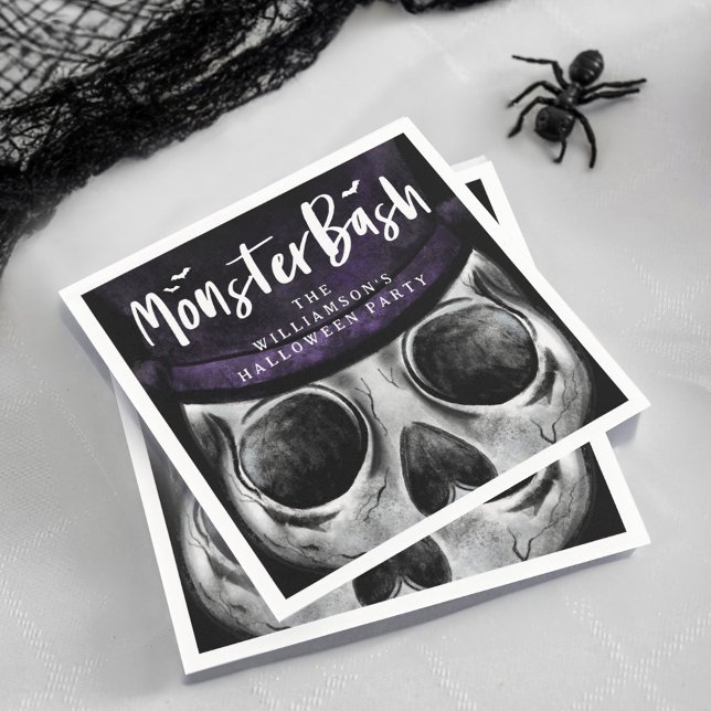 Monster Bash Spooky Skeleton Halloween Party Napkins (Monster Bash Spooky Skeleton Halloween Party Napkin)
