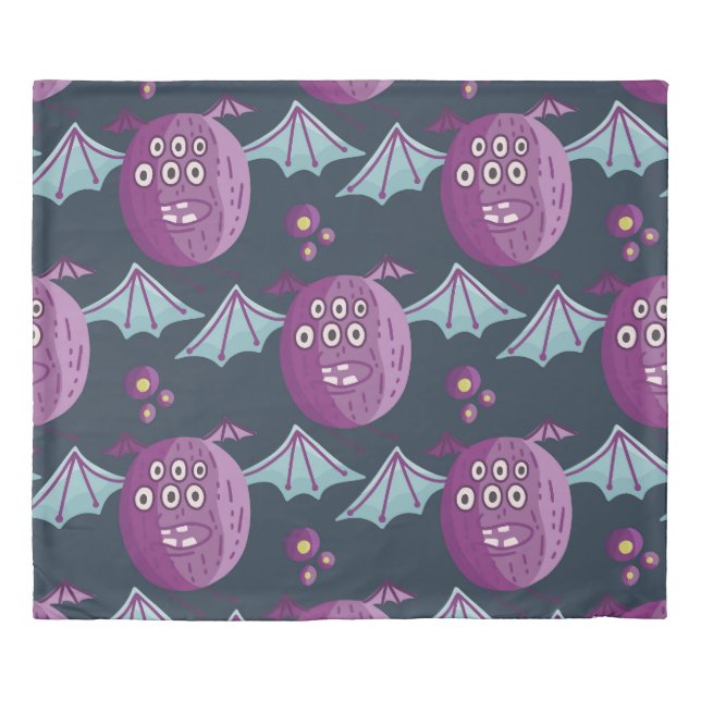 Monster Bats: Cute Cartoon Vintage Duvet Cover (Front)