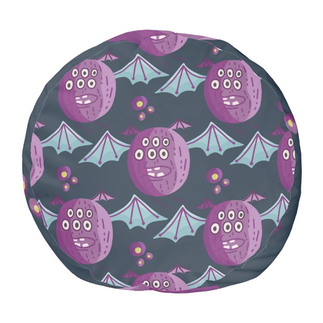 Monster Bats: Cute Cartoon Vintage Pouf (Bottom)