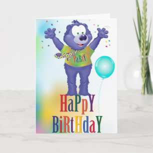 Monster Bear Kids Birthday Party Card
