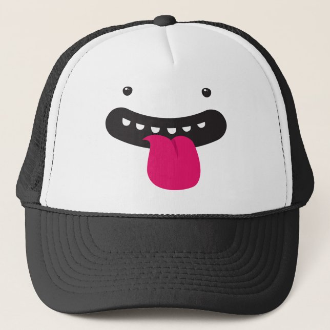 monster big silly face trucker hat (Front)