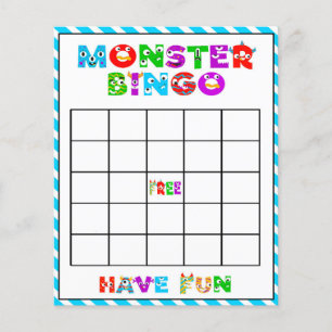 Monster bingo - baby shower game