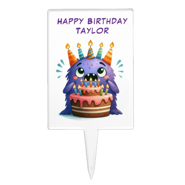 Monster Birthday Custom Name  Cake Topper (Front)