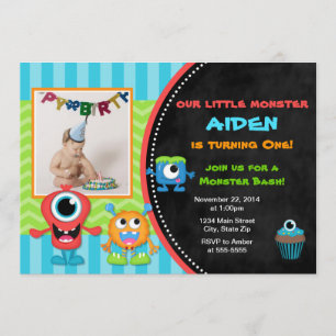 Monster Birthday Invitation Boy 1st Birthday
