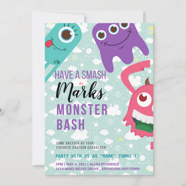 Monster Birthday Invitation Card Zazzle