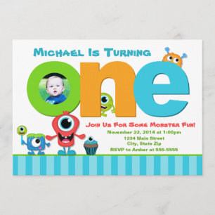 Monster Birthday Invitation, Monster 1st Birthday Invitation