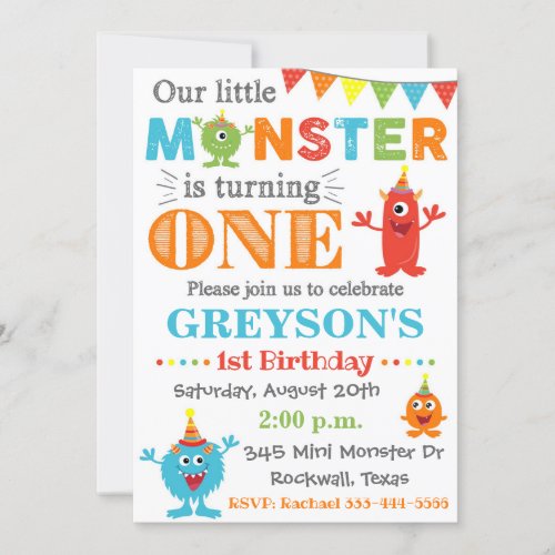 Monster Birthday Invitation  Monster Invitation