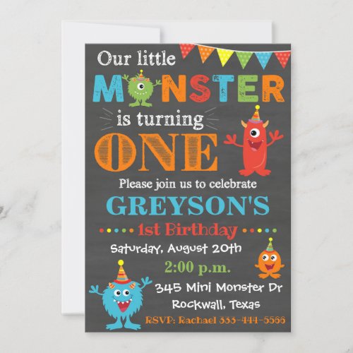 Monster Birthday Invitation  Monster Invitation