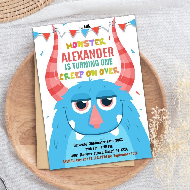 Monster Birthday Invitations Blue (Monster Birthday Invitations Blue)
