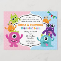 Monster Birthday Invitations (Boy / Girl / Twins)