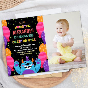 Monster Birthday Invitations Colour Ballons photo