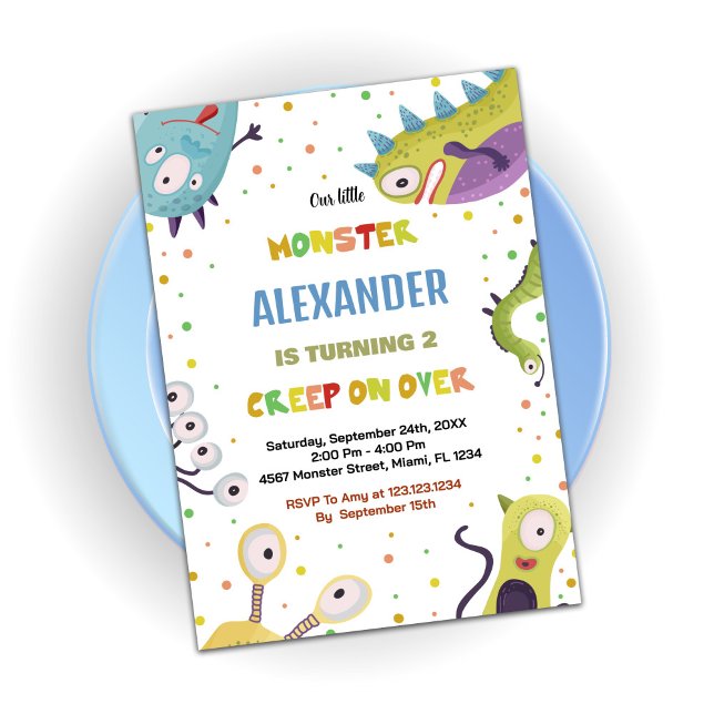 Monster Birthday Invitations Dark Green (Monster Birthday Invitations Dark Green)