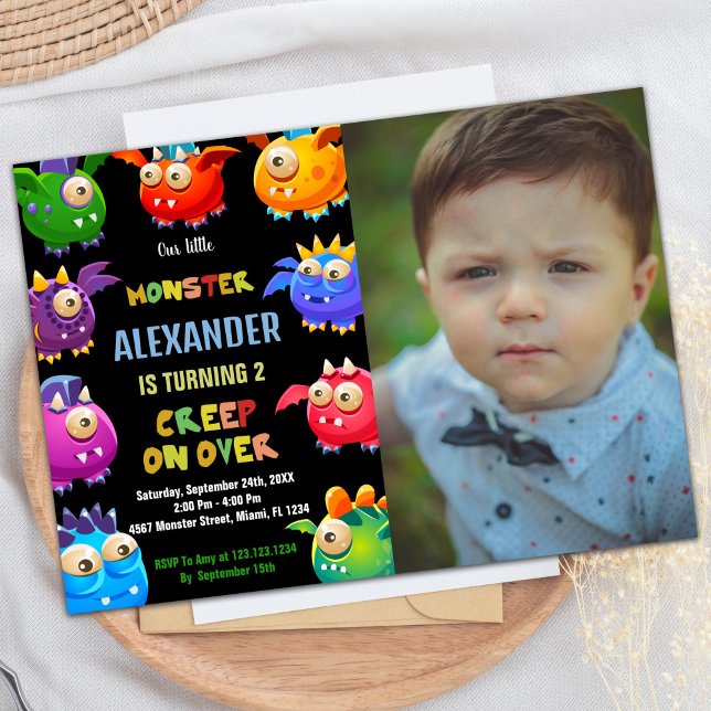 Monster Birthday Invitations, Fly Monsters photo Invitation (Monster Birthday Invitations, Fly Monsters photo Invitation)
