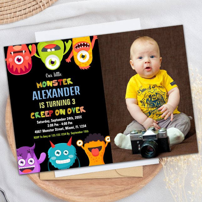 Monster Birthday Invitations, Monsters one photo Invitation (Monster Birthday Invitations, Monsters one photo Invitation)