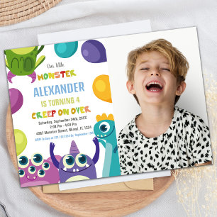 Monster Birthday Invitations, Monsters photo Invitation