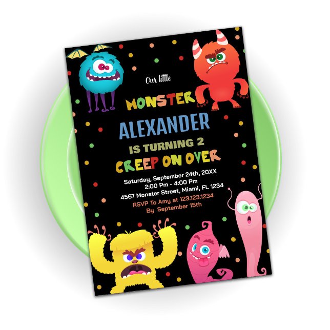 Monster Birthday Invitations Red Blue (Monster Birthday Invitations Red Blue)