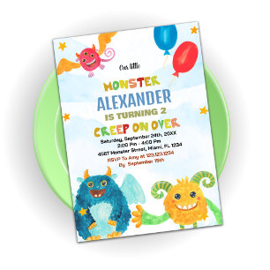 Monster Birthday Invitations Watercolours