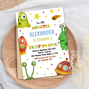 Monster Birthday Invitations White