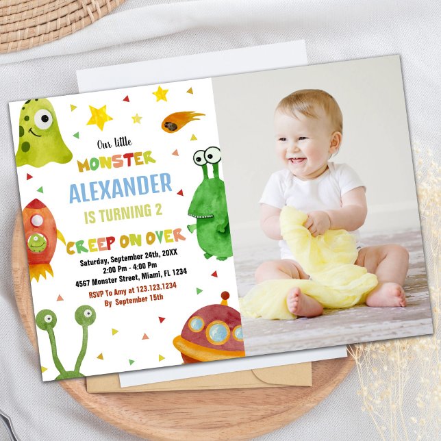 Monster Birthday Invitations White with photo (Monster Birthday Invitations White with photo)