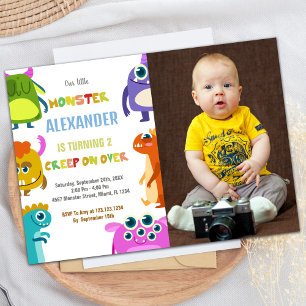 Monster Birthday Invitations with photo