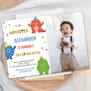 Monster Birthday Invitations with photo