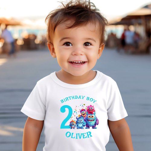 Monster Birthday Name Boy Colorful Cute Toddler T_shirt