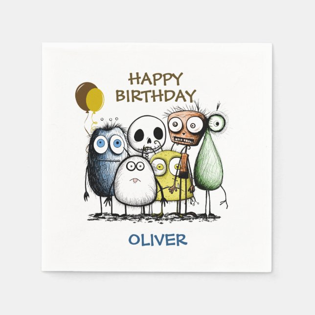 Monster Birthday Napkins (Front)