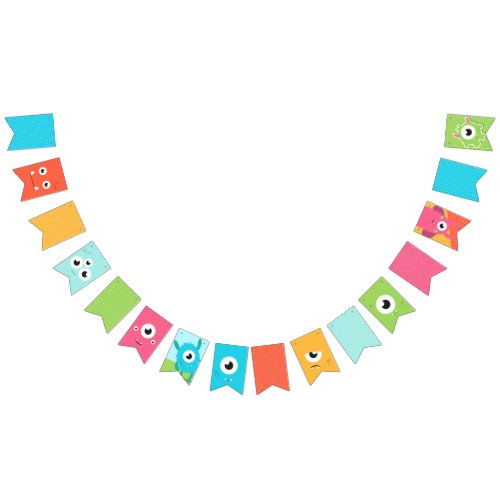 Monster Birthday Party Bunting Flags