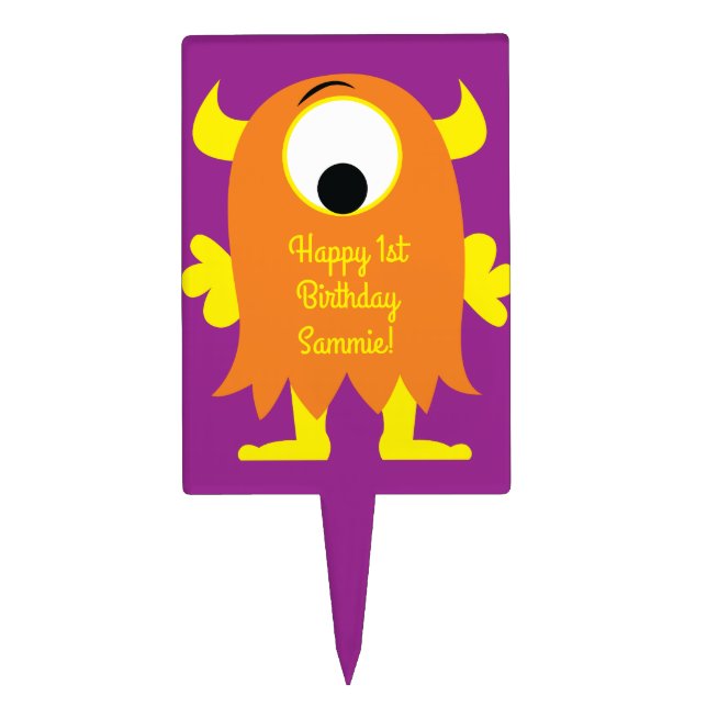 Monster Birthday Party Cake Topper (Front)