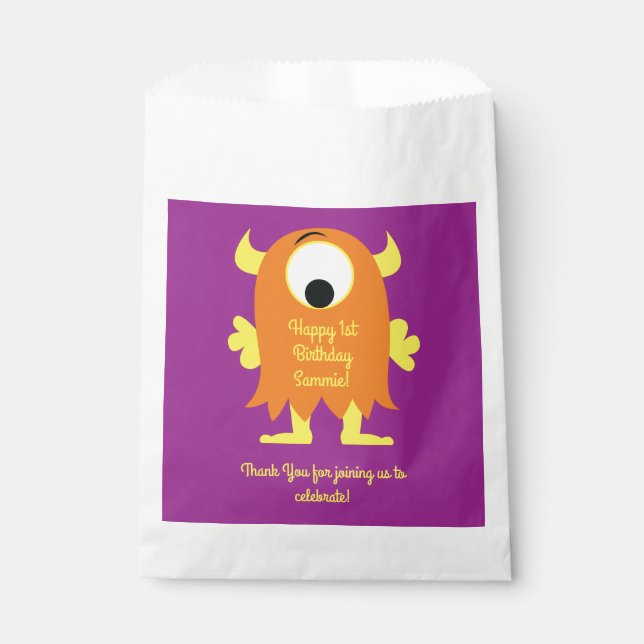 Monster Birthday Party Favor Bag (Front)