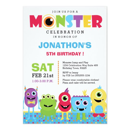 monster birthday party invitation zazzle com