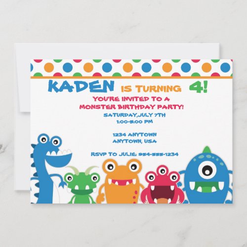 Monster Birthday Party Invitation