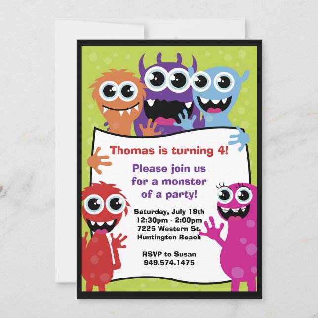 Monster Birthday Party Invitation (Front)