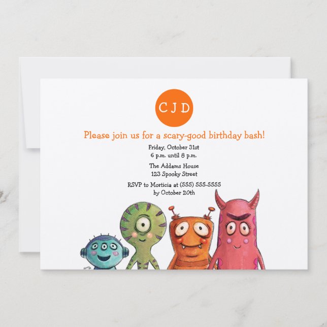 Monster Birthday Party Invitations (Front)