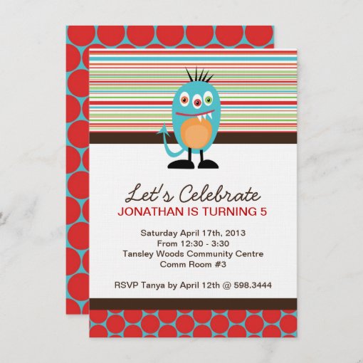 Monster Birthday Party Invite | Zazzle