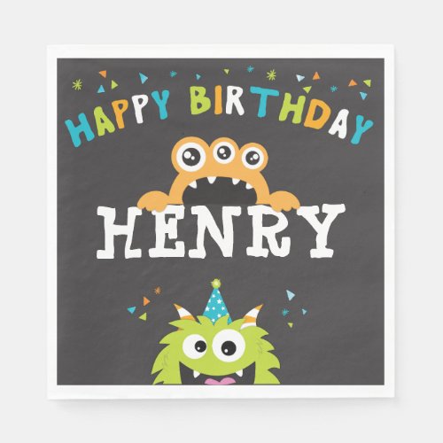 Monster Birthday Party  Napkins