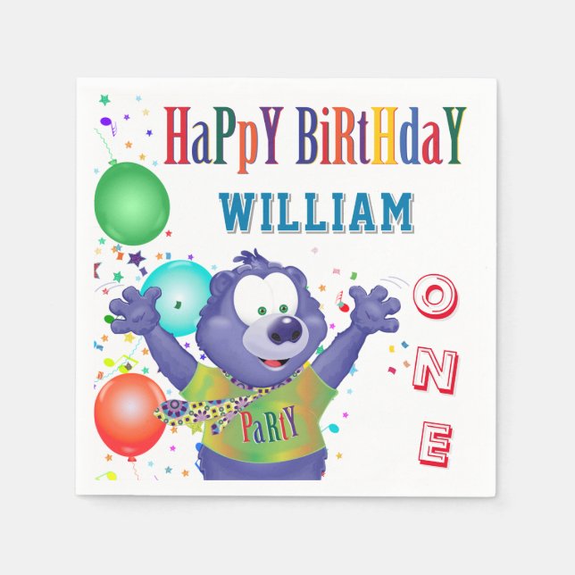 Monster Birthday Party Napkins (Front)